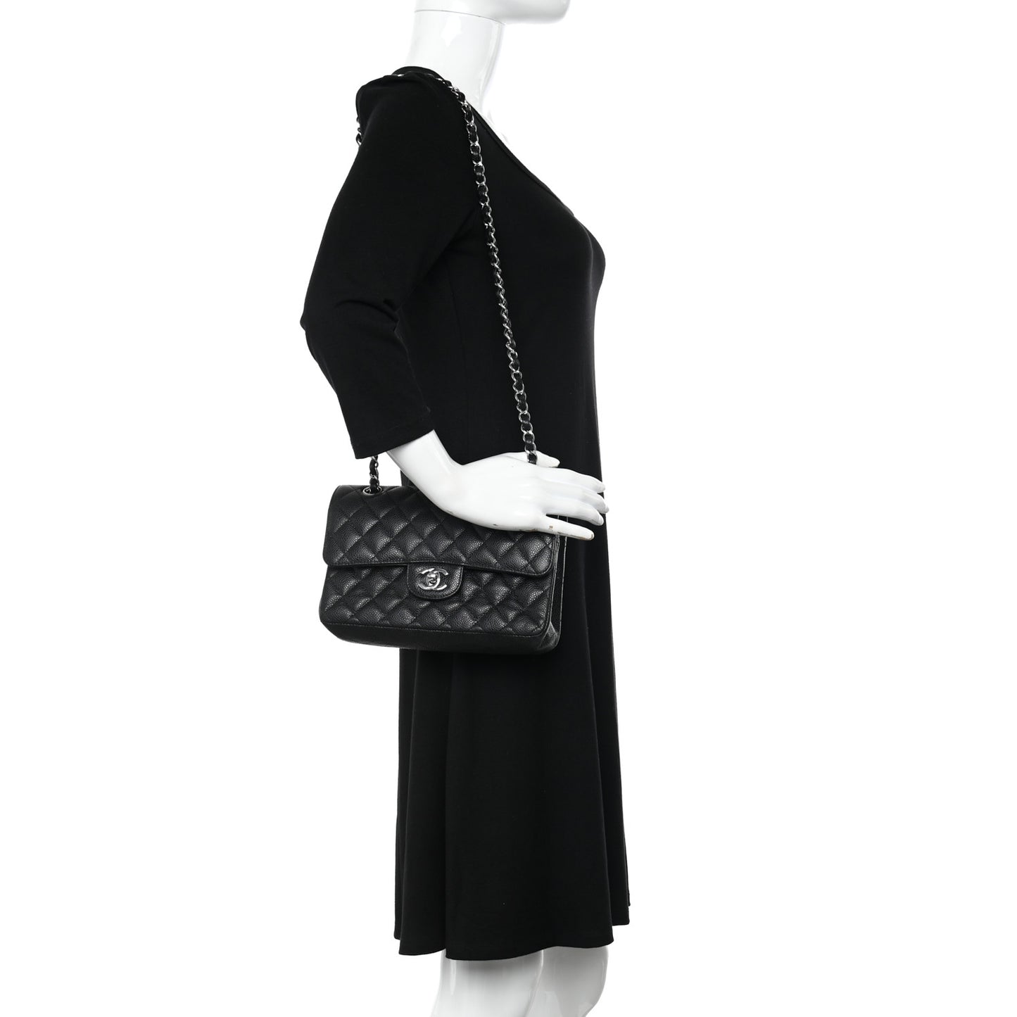 Caviar Quilted Small Double Flap Black