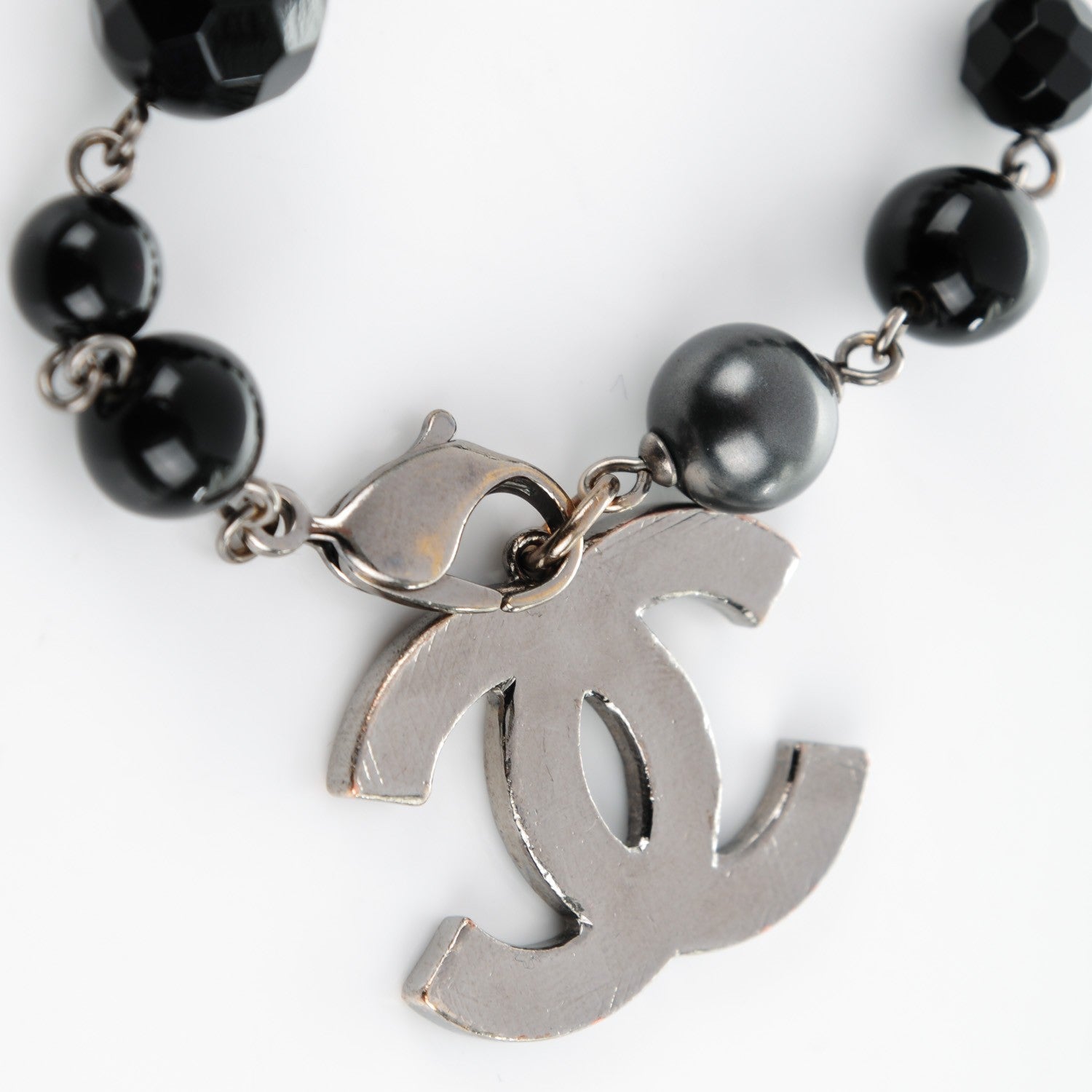 Chanel Ruthenium Beaded CC Bracelet Black 4 of 6
