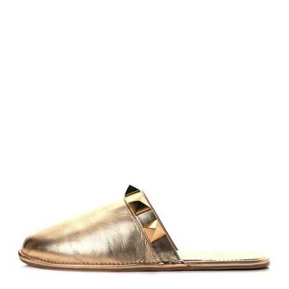 Valentino Garavani Metallic Nappa Roman Stud Slippers 39.5 Antique Brass 1 of 9