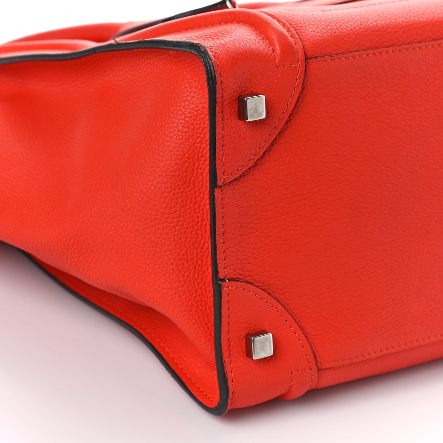 Drummed Calfskin Mini Luggage Vermillion