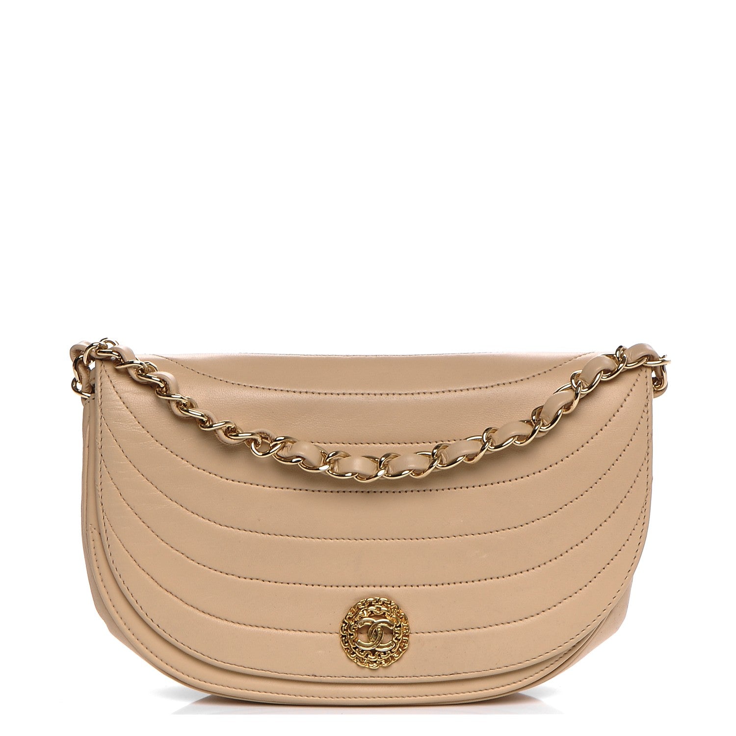 Chanel Lambskin Quilted Small Medallion Single Flap Beige 1 of 8