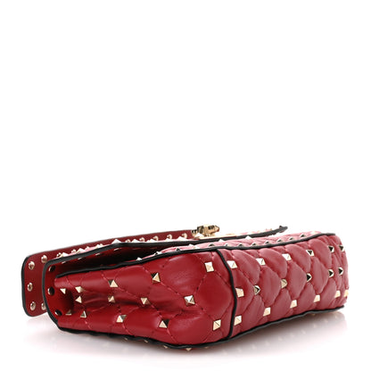 Valentino Garavani Lambskin Small Rockstud Spike Shoulder Bag Red 4 of 10