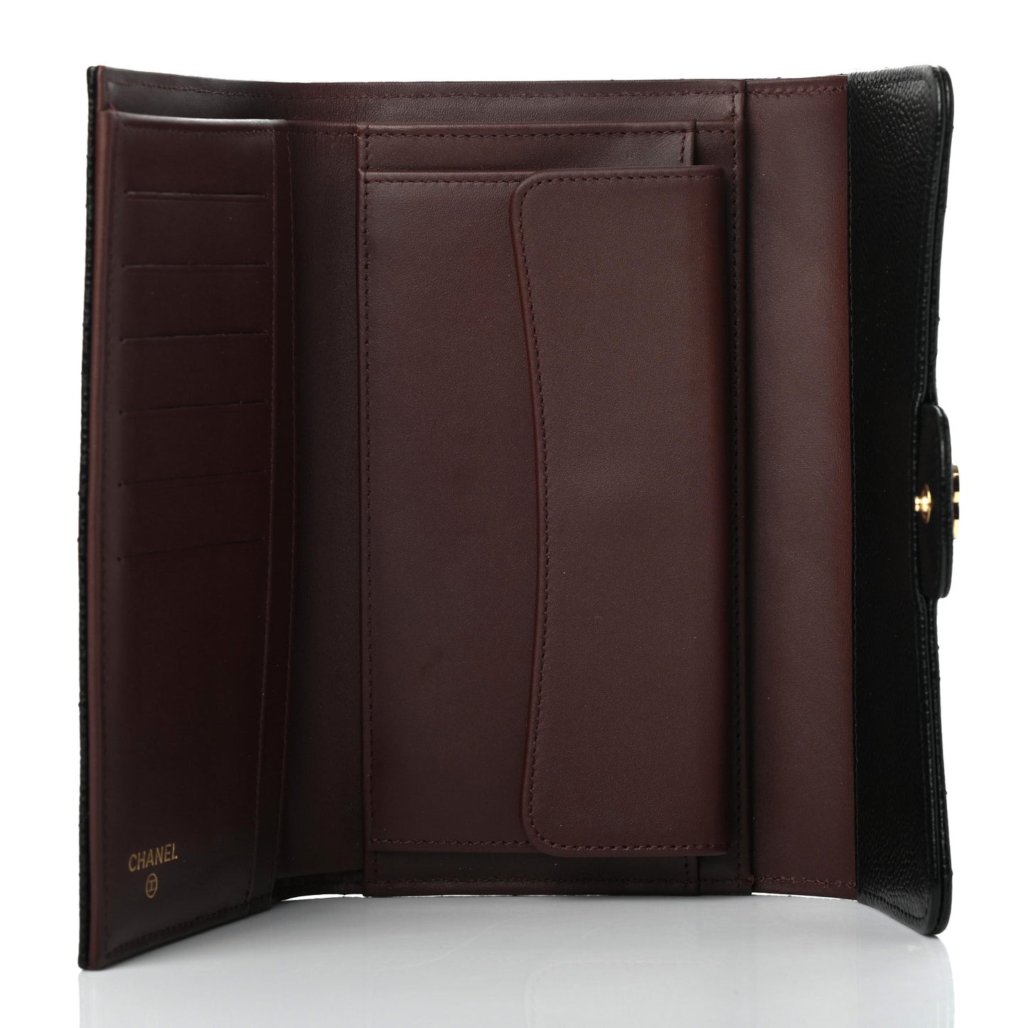 Caviar Quilted Large Flap Wallet Black