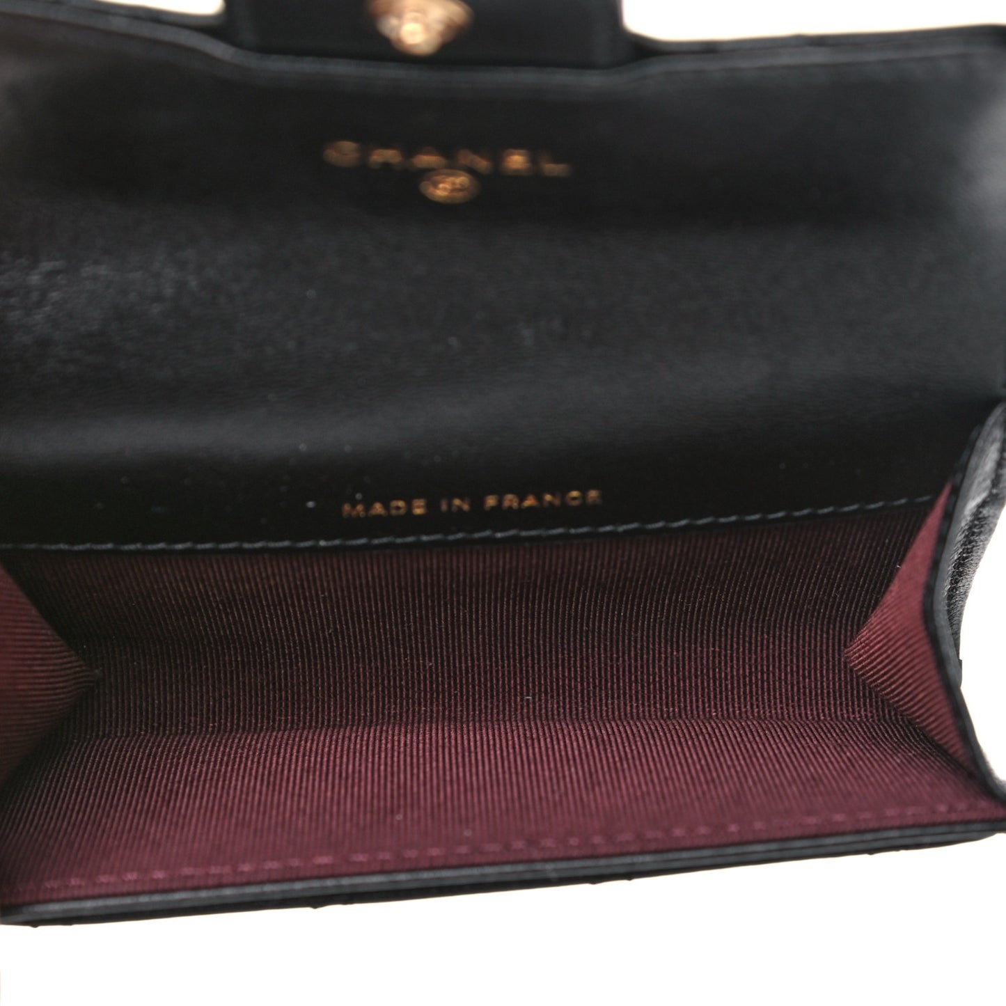 Lambskin Quilted Flap Card Holder Wallet Black