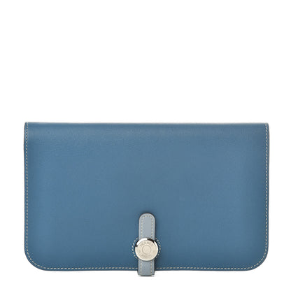 Hermes Swift Dogon Combined Wallet Bleu De Galice and Bleu Lin 1 of 14