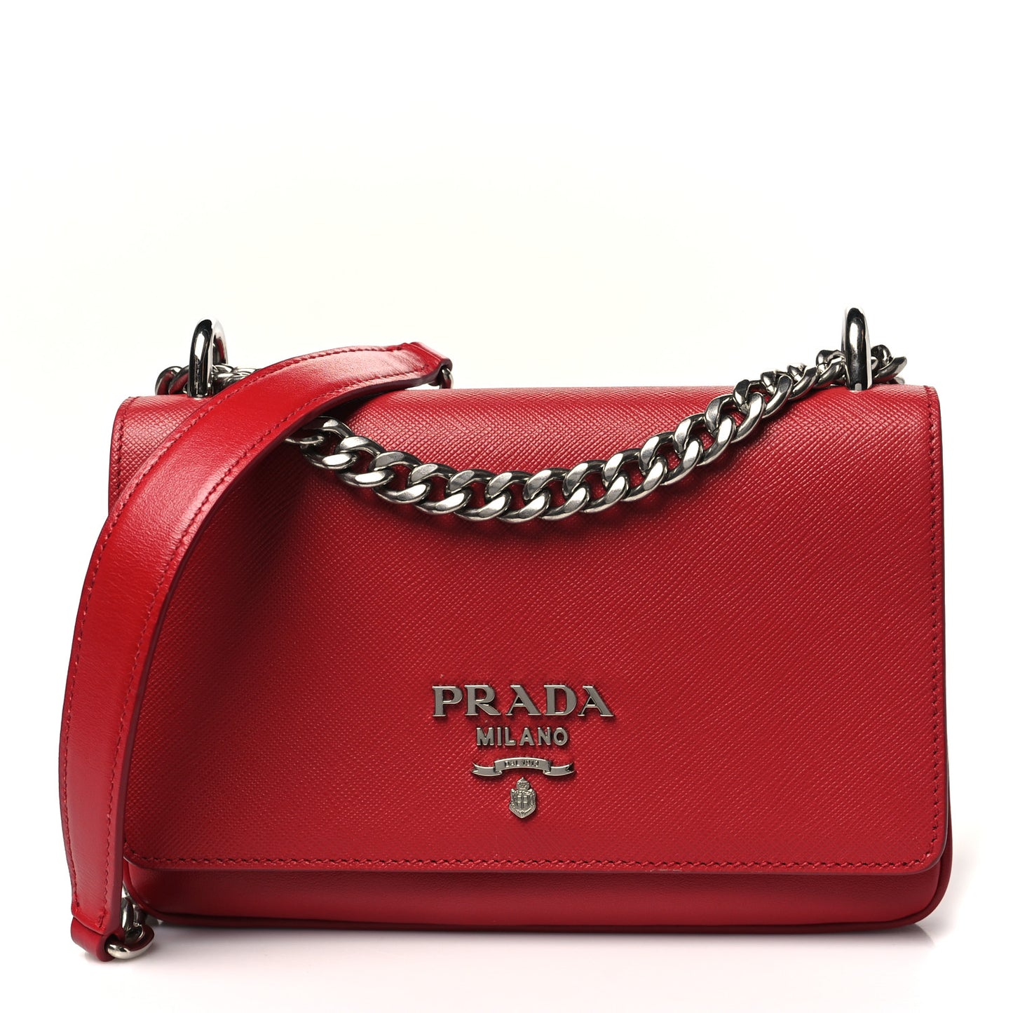 Saffiano Nappa Chain Shoulder Bag Rosso