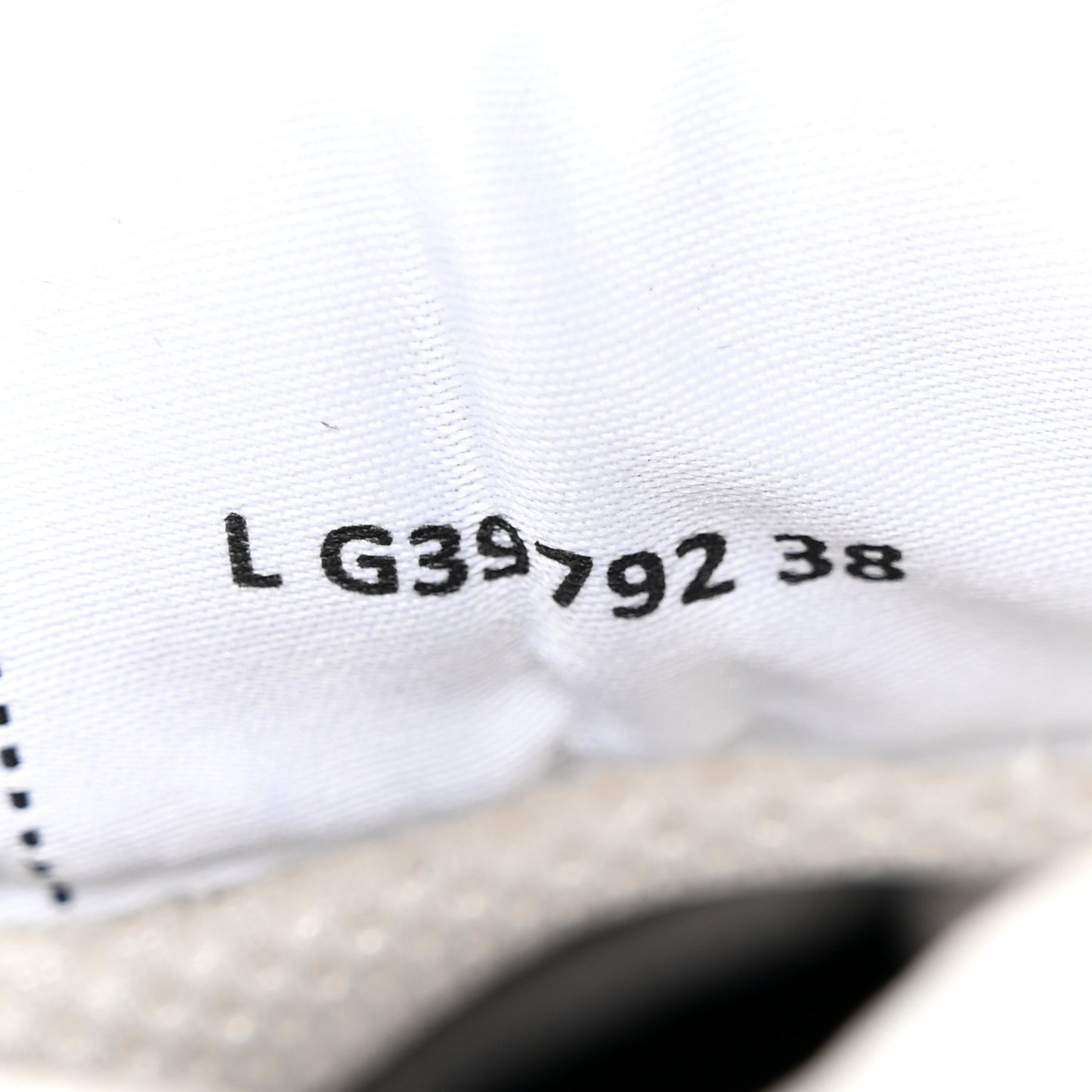 Fabric Laminated Calfskin Stretch CC Womens Sneakers 38 White Gold Silver