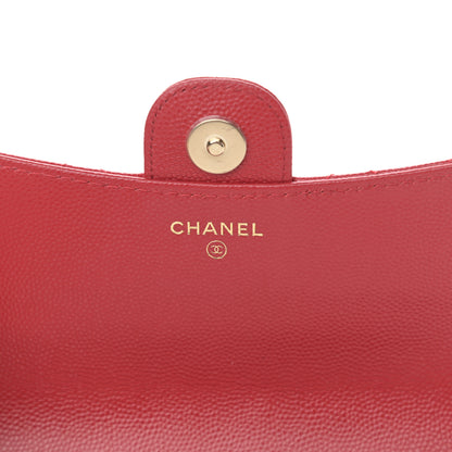 Chanel Caviar Quilted Flap Phone Holder With Chain Red 7 of 13