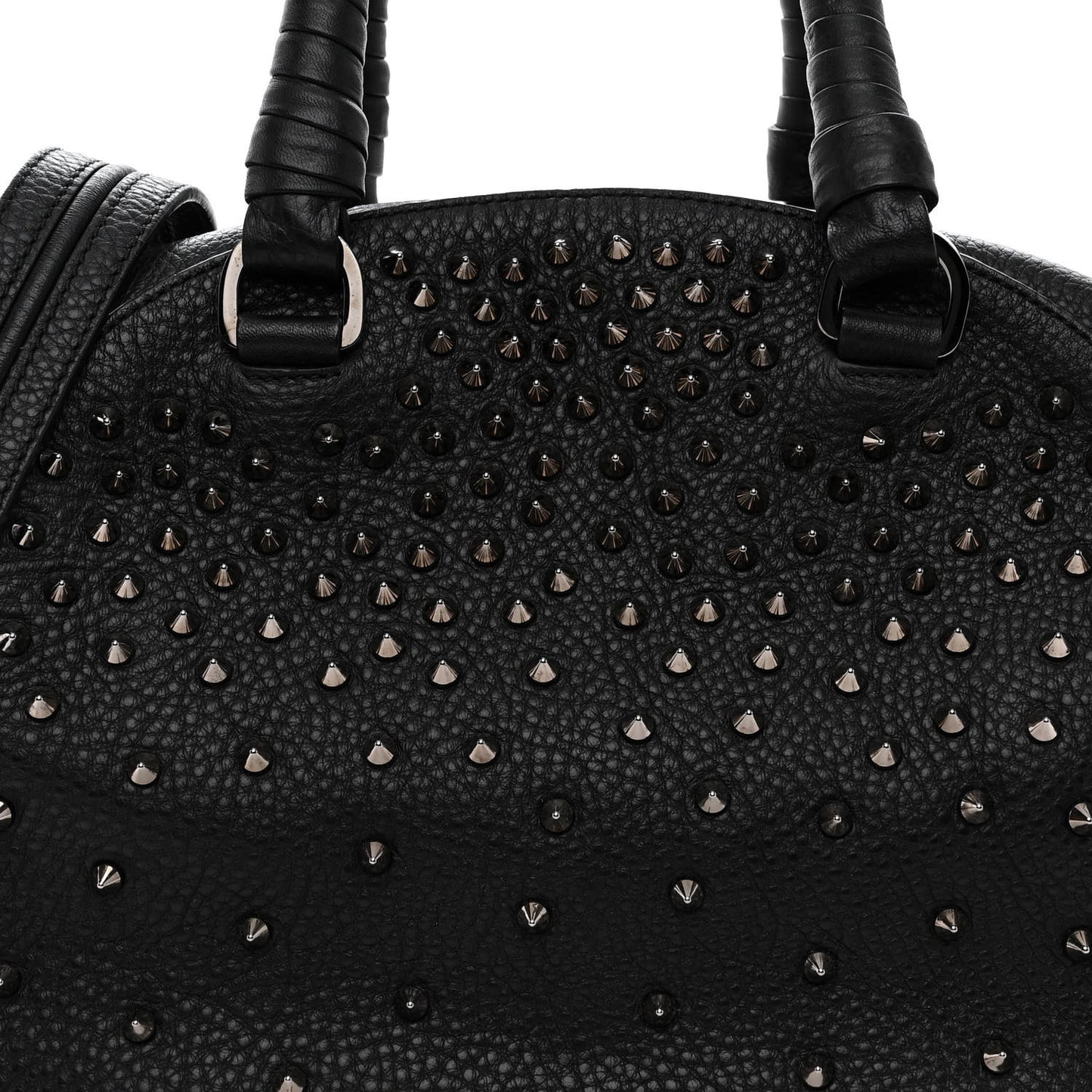 Grained Calfskin Studded Panettone Degrade Dome Bag Black