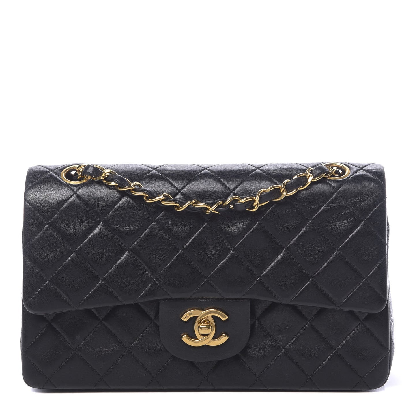 Lambskin Quilted Small Double Flap Black