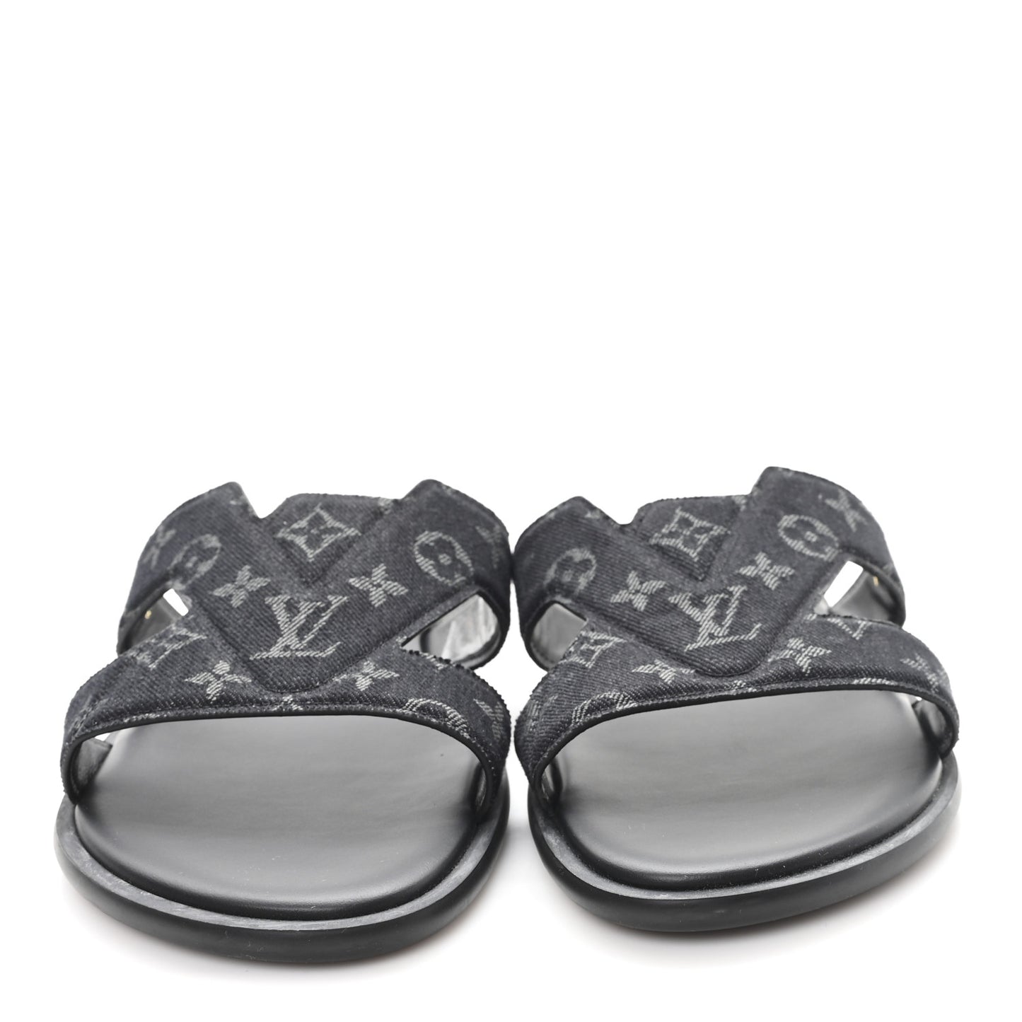 Monogram Denim Mens LV Oasis Mules 8.5 Black