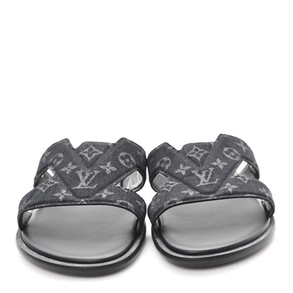 Louis Vuitton Monogram Denim Mens LV Oasis Mules 8.5 Black 3 of 9