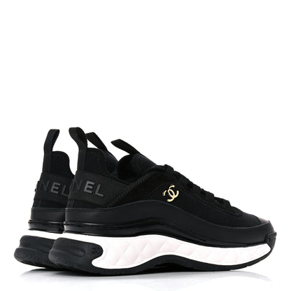 Chanel Velvet Calfskin Mixed Fibers CC Sneakers 35.5 Black 4 of 7