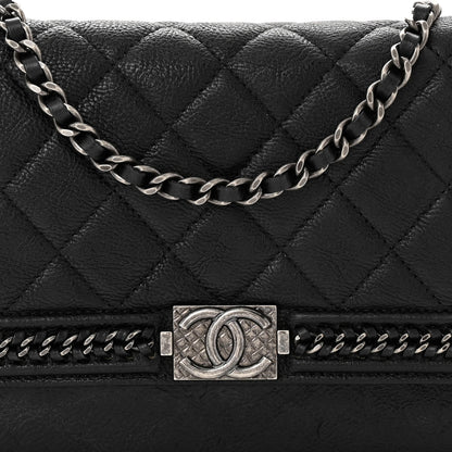 Chanel Calfskin Quilted Chain Around Boy Wallet On Chain WOC Black 16 of 21