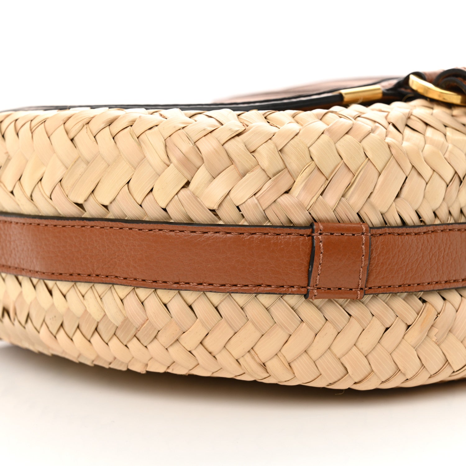 Chloe Raffia Small Grain Calfskin Small Marcie Basket Crossbody Tan 9 of 12