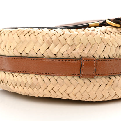 Chloe Raffia Small Grain Calfskin Small Marcie Basket Crossbody Tan 9 of 12
