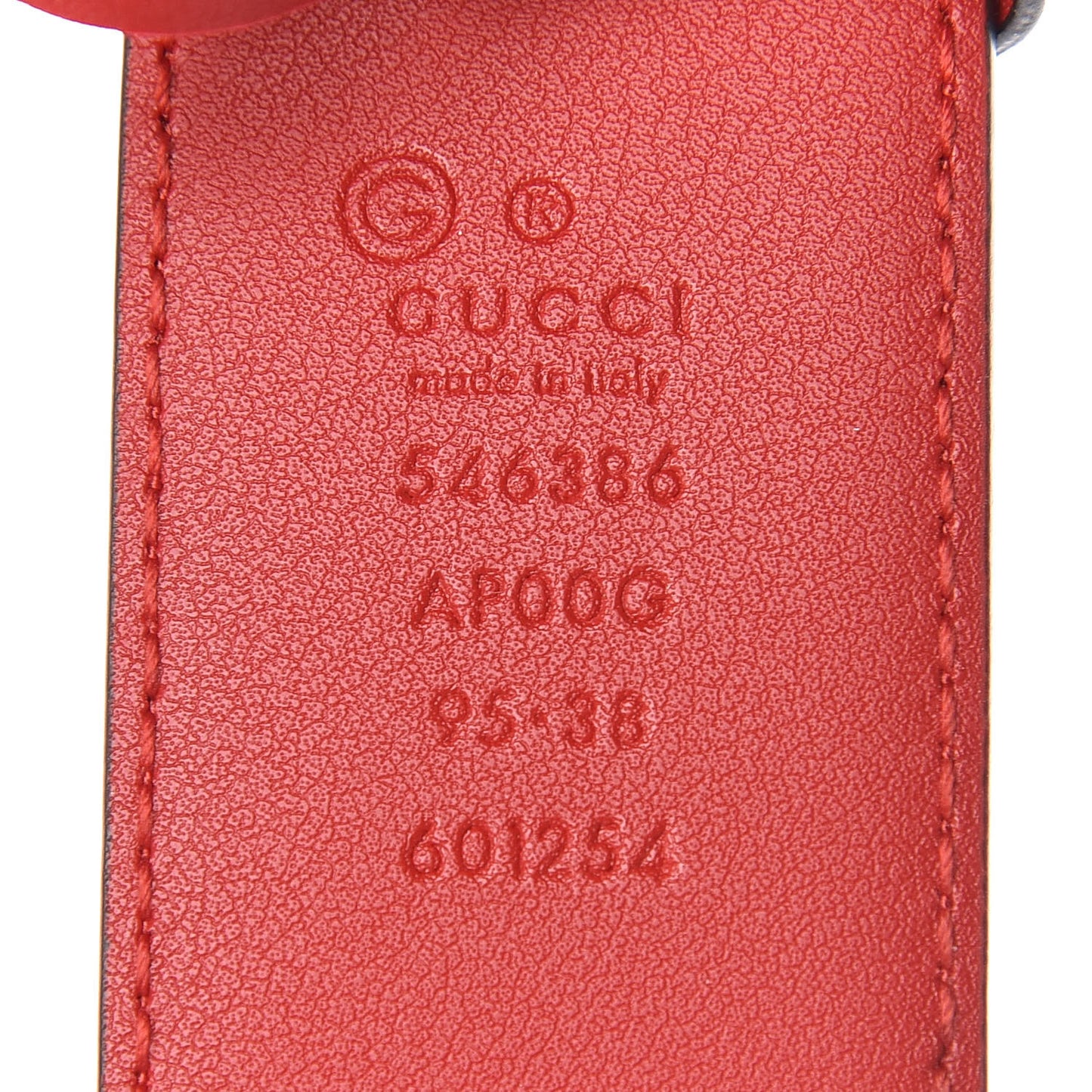Moon Calfskin Interlocking G 37mm Belt 95 38 Vibrant Red
