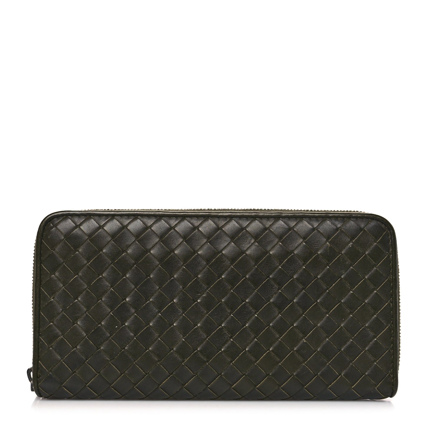 Nappa Intrecciato Zip Around Wallet Khaki