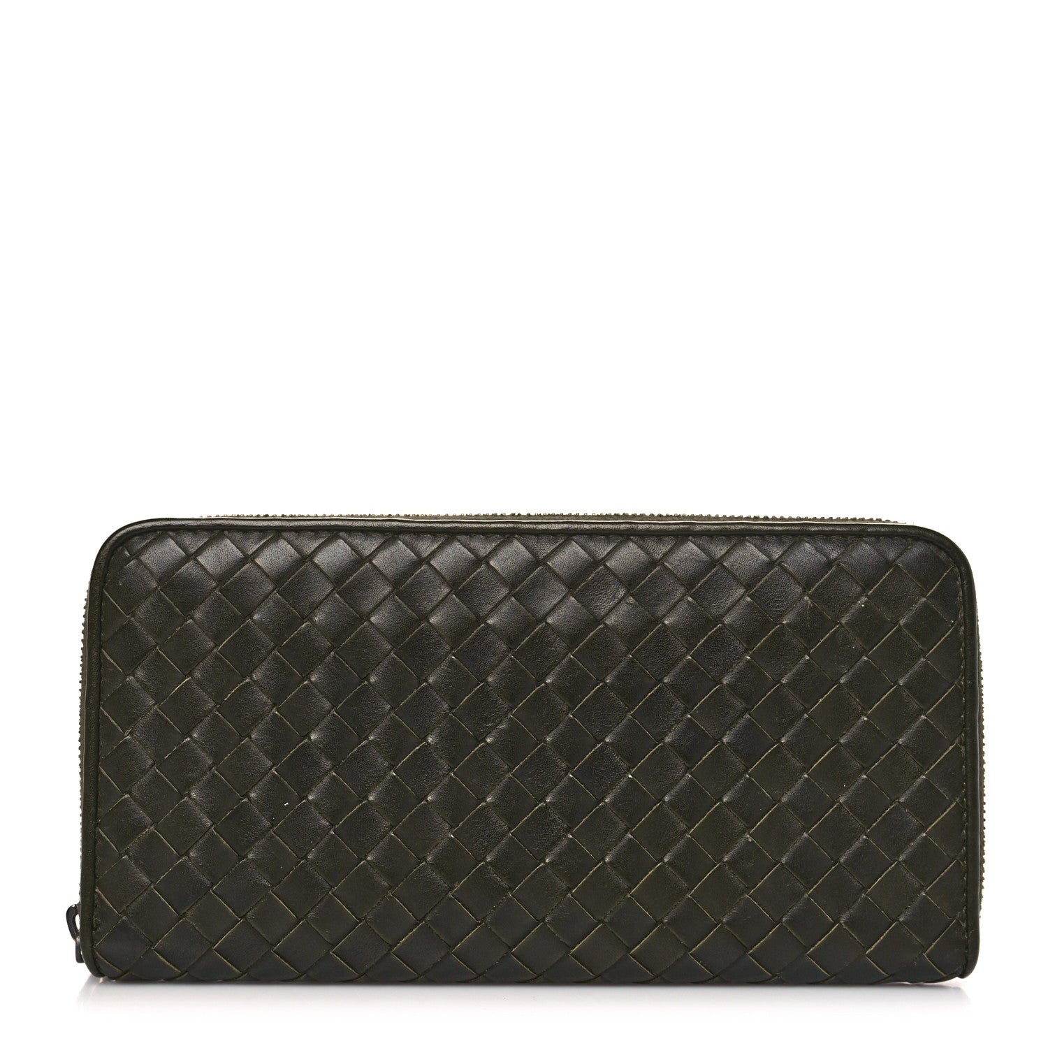 Bottega Veneta Nappa Intrecciato Zip Around Wallet Khaki 1 of 7