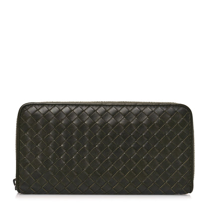 Bottega Veneta Nappa Intrecciato Zip Around Wallet Khaki 1 of 7