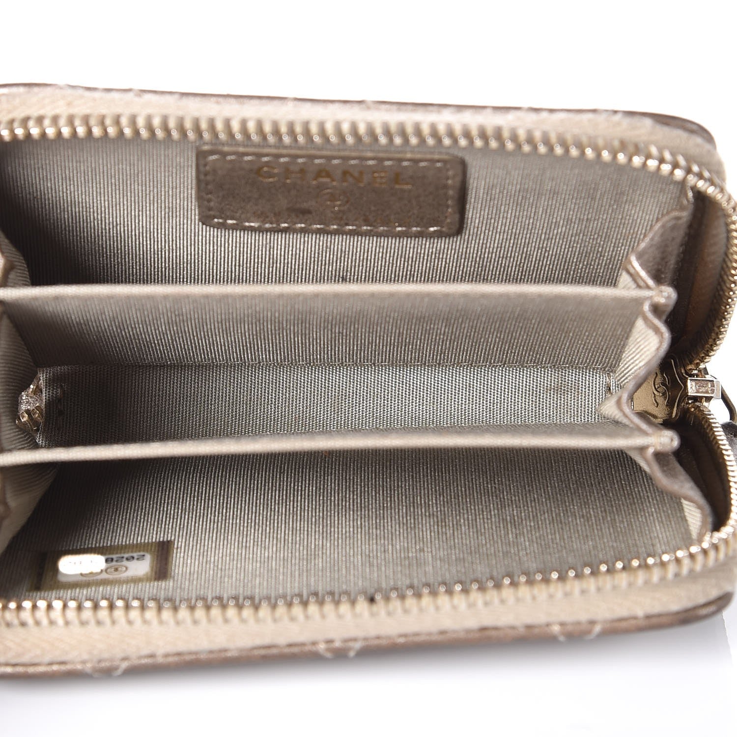 Chanel Metallic Lambskin Stitch Zip Coin Purse Gold 5 of 8