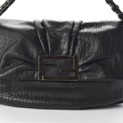 Fendi Crinkled Lambskin Mia Shoulder Flap Black 7 of 9