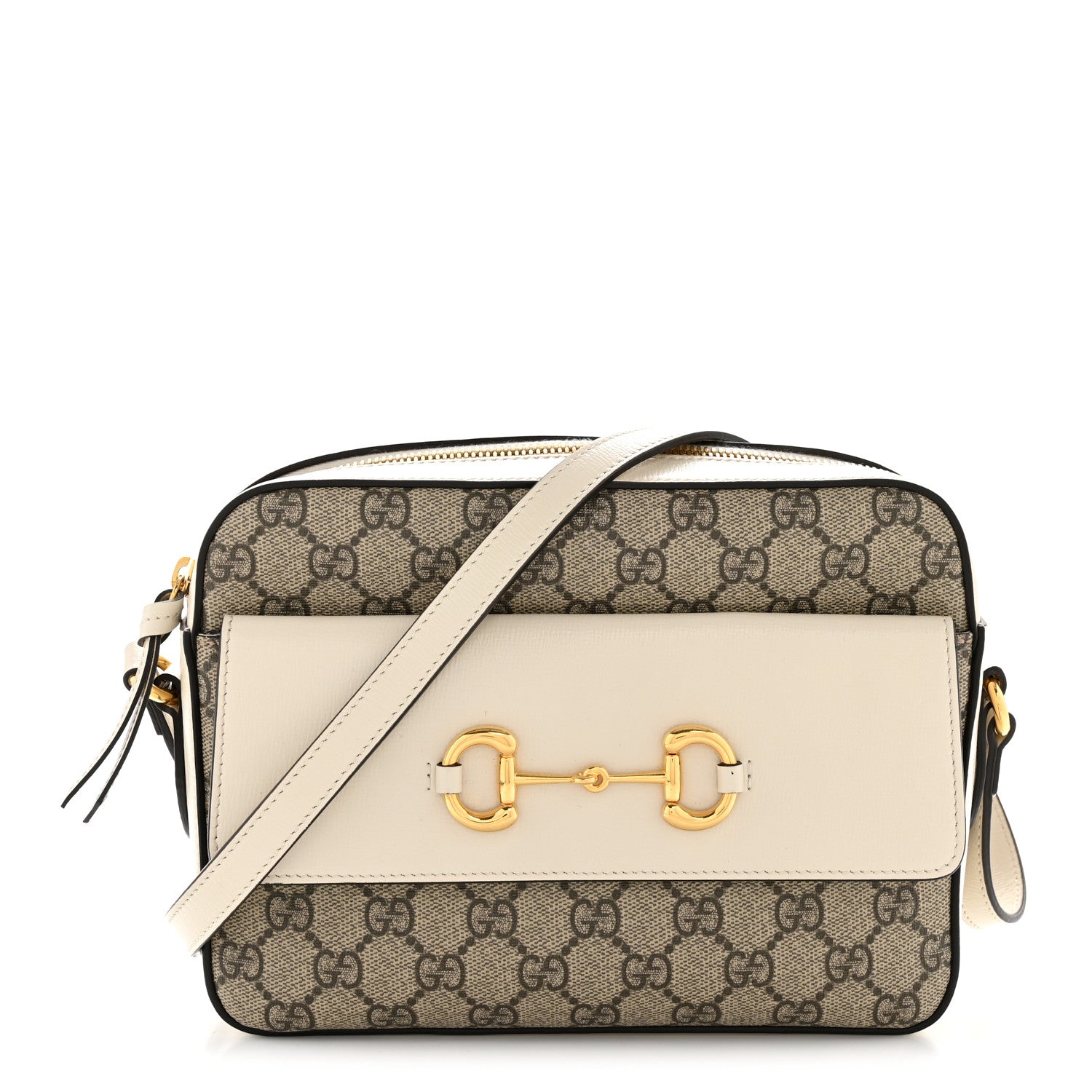 Gucci GG Supreme Monogram Small Horsebit 1955 Shoulder Bag Beige Mystic White 1 of 12