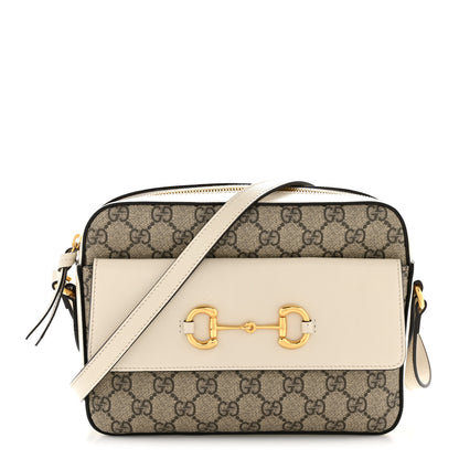 Gucci GG Supreme Monogram Small Horsebit 1955 Shoulder Bag Beige Mystic White 1 of 12