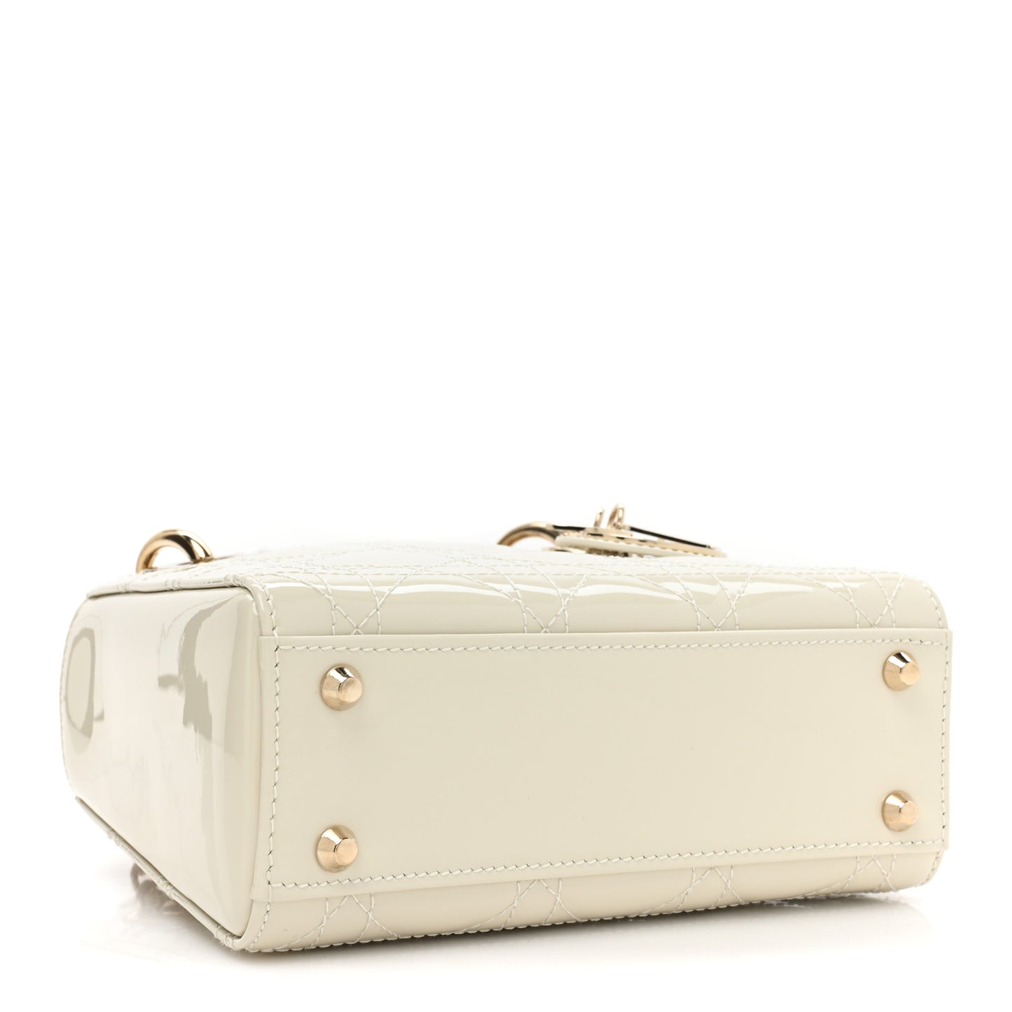 Patent Cannage Mini Lady Dior Latte