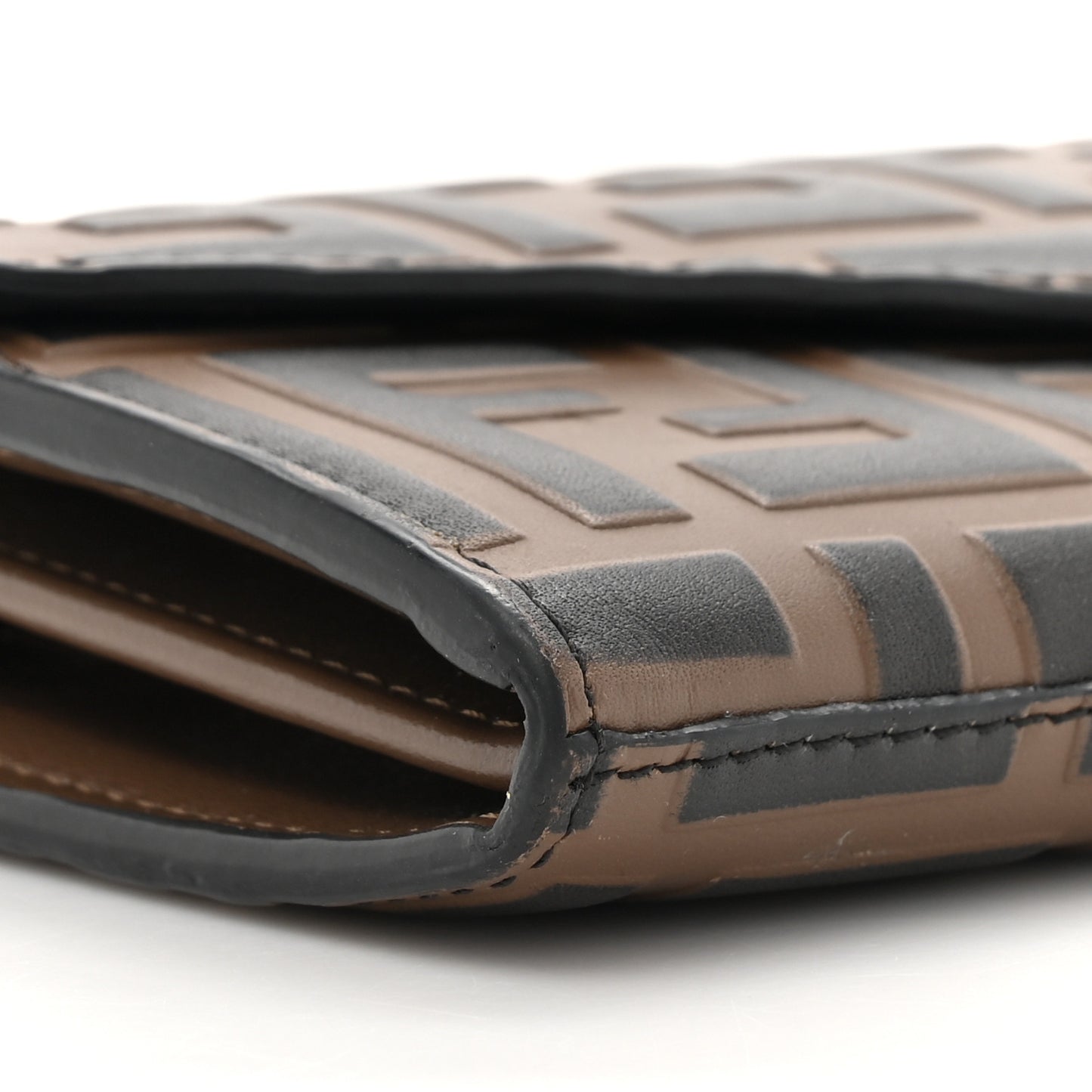 Vitello Soft F is Fendi Bi-Color FF 1974 Embossed Continental Envelope Wallet On Chain Maya Black