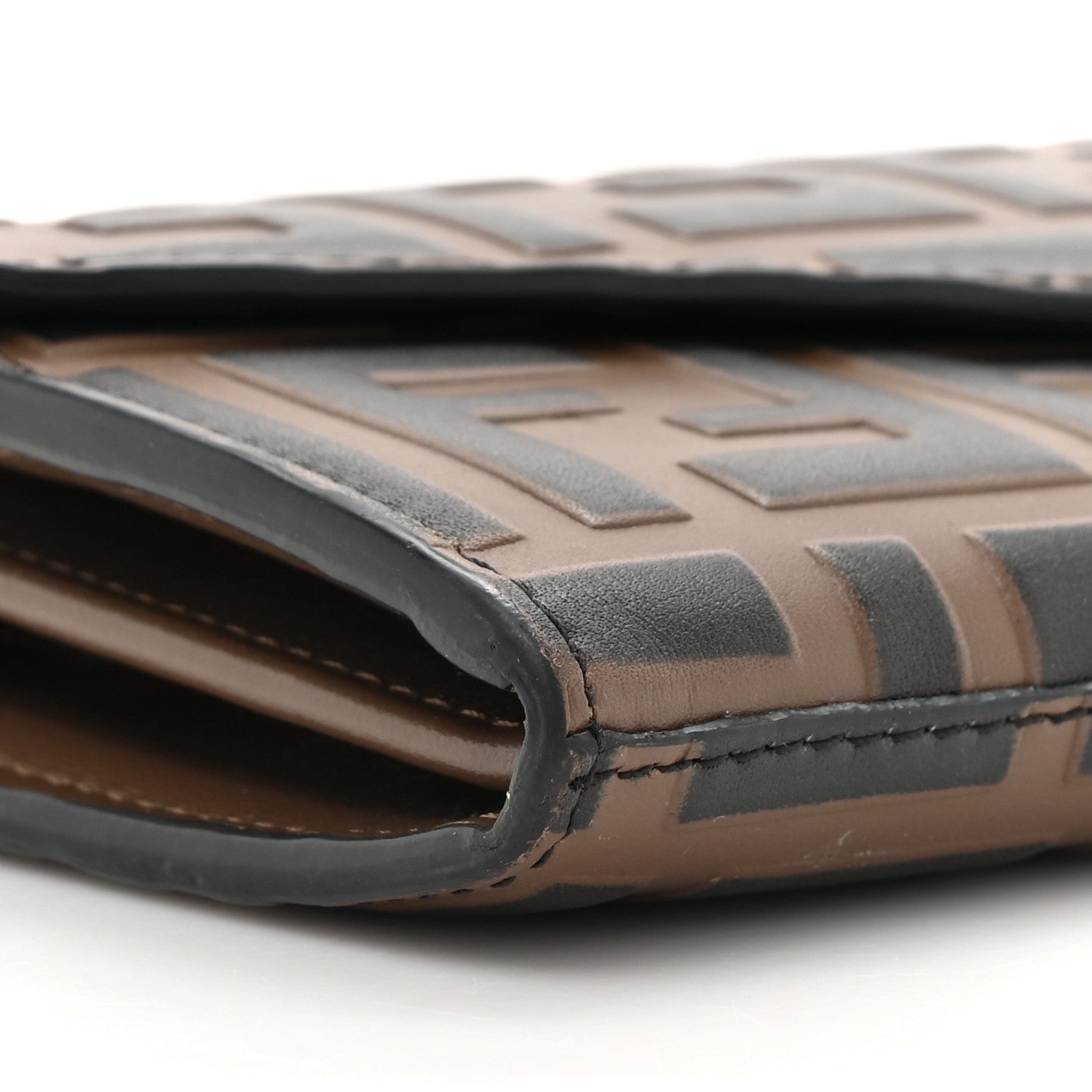 Fendi Vitello Soft F is Fendi Bi-Color FF 1974 Embossed Continental Envelope Wallet On Chain Maya Black 11 of 18