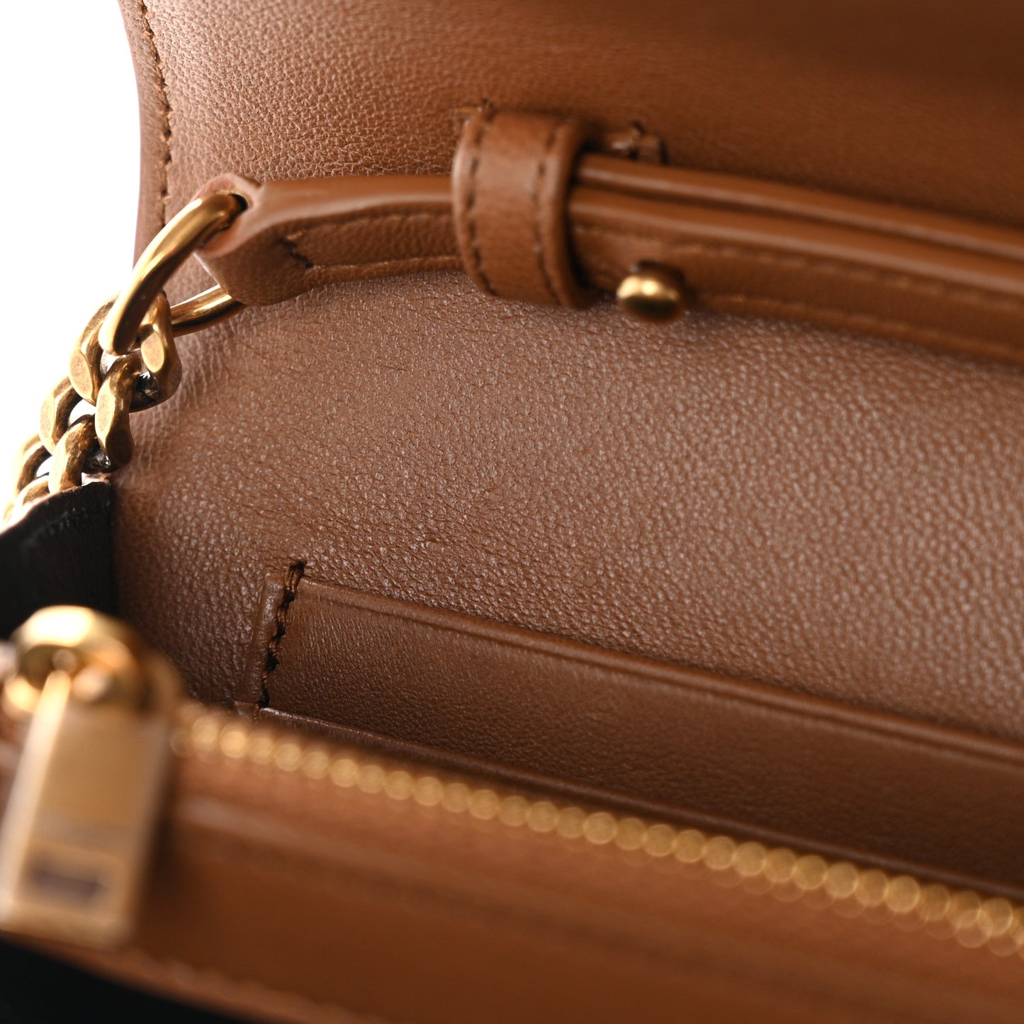 Lambskin Carre Quilted Cassandre Chain Wallet Brown