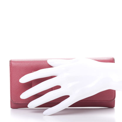 Prada Saffiano Bow Continental Wallet Peonia 2 of 17