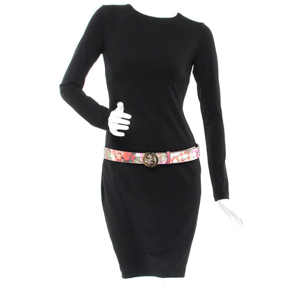 Gucci GG Supreme Monogram Blooms Moon Calfskin Interlocking G 37mm Belt 90 36 Beige Ebony Multicolor Dry Rose 2 of 5