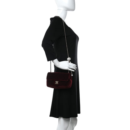 Chanel Velvet Quilted Mini Rectangular Pearl Crush Flap Burgundy 2 of 9