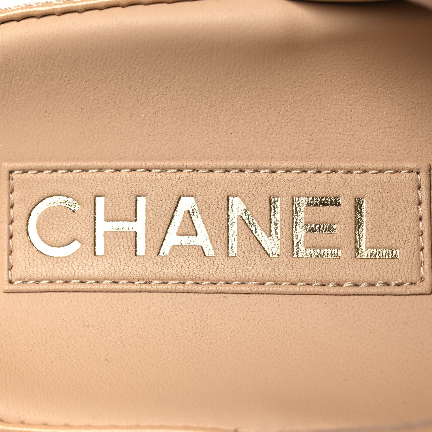 Chanel Lambskin Quilted Velcro Dad Chain CC Slide Sandals 37 Beige 9 of 11