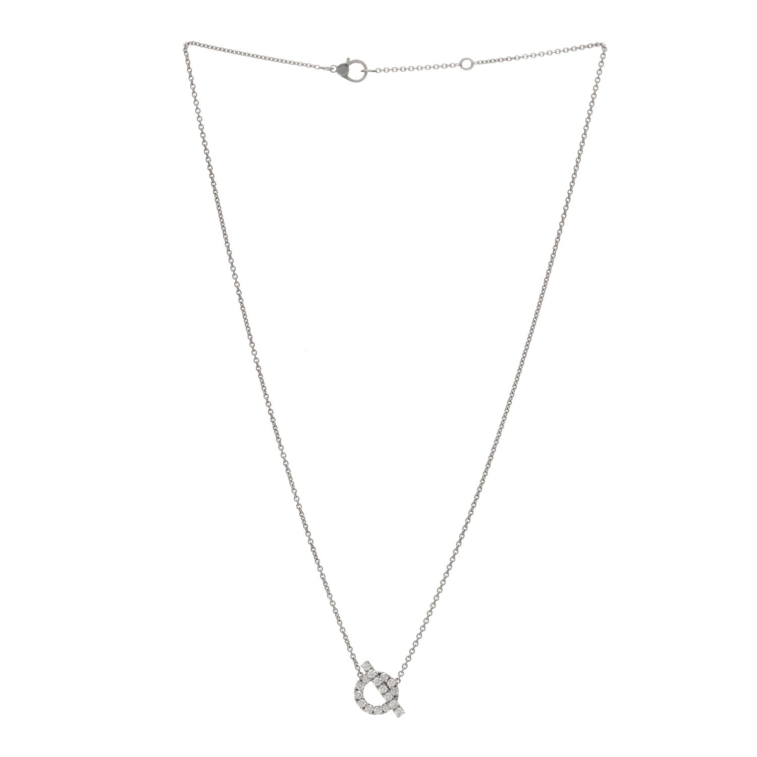 Hermes 18K White Gold Diamond Finesse Pendant Necklace 2 of 3