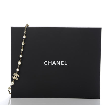 Chanel Graduated Pearl Crystal Twisted CC Long Necklace Gold 5 of 5