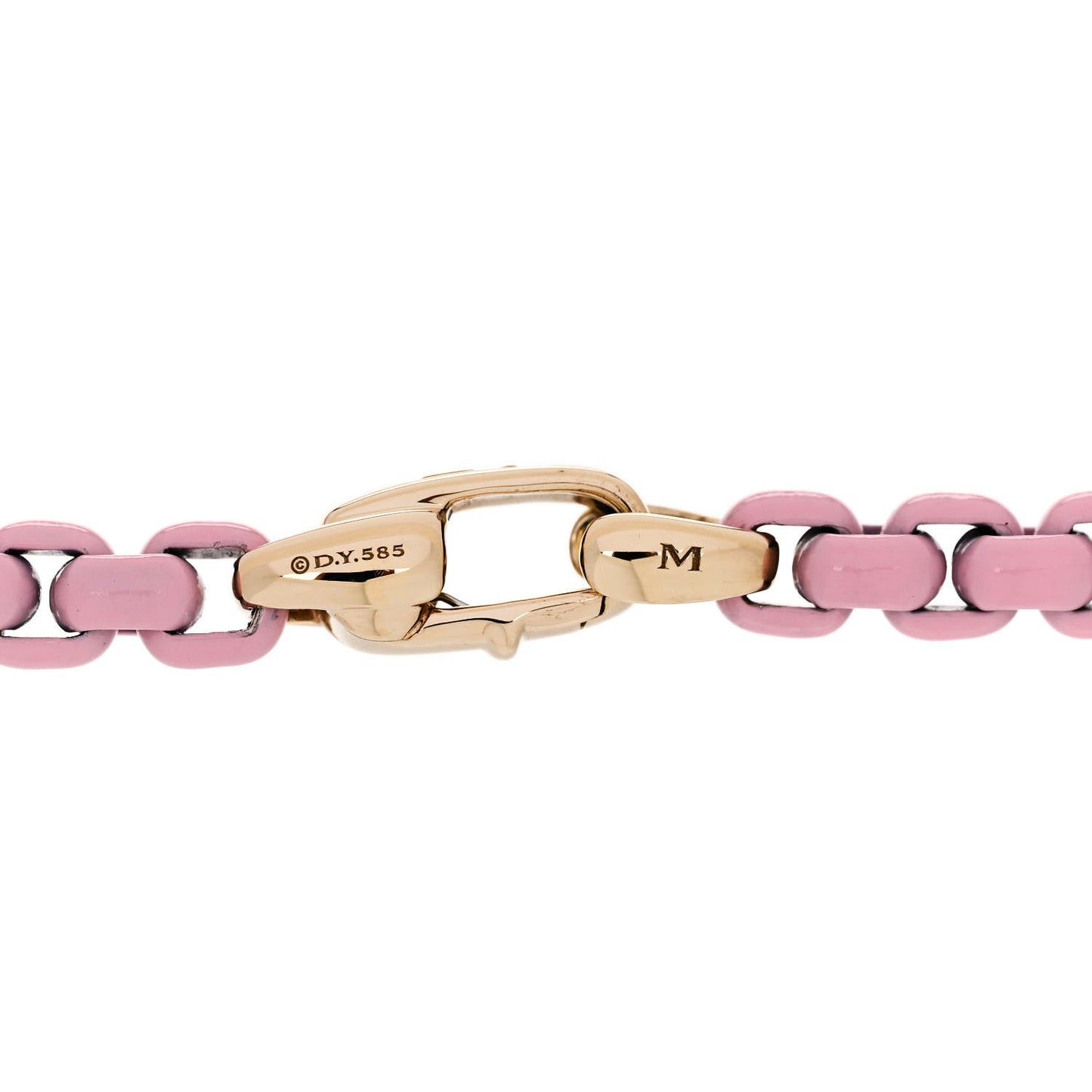 Sterling Silver 14K Yellow Gold Acrylic Bel Aire 4mm Chain Bracelet Blush Pink