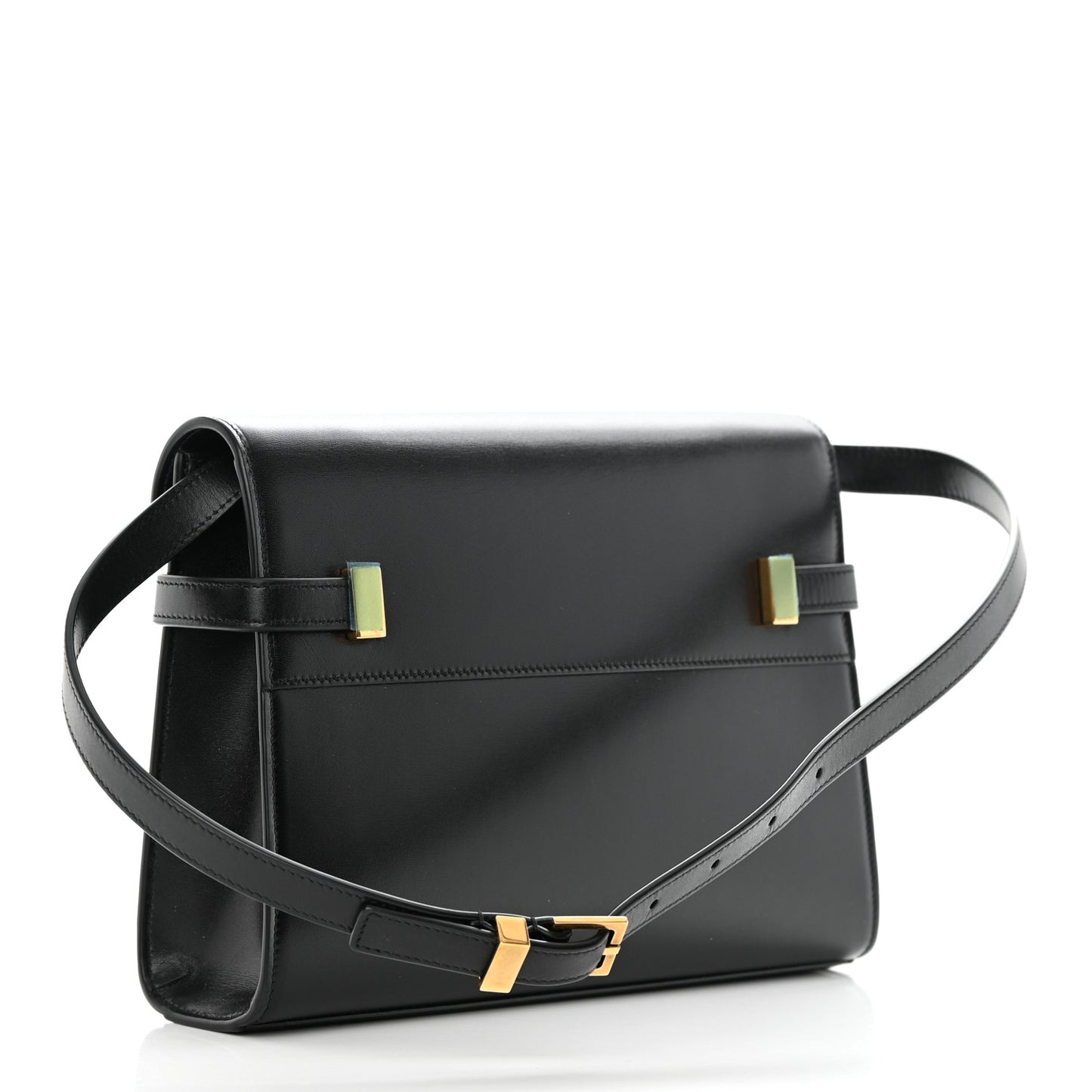 Smooth Calfskin Small Manhattan Shoulder Bag Black