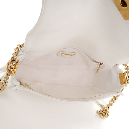 Chanel Sheepskin Braided New Medium Boy Reverso Flap White 5 of 7