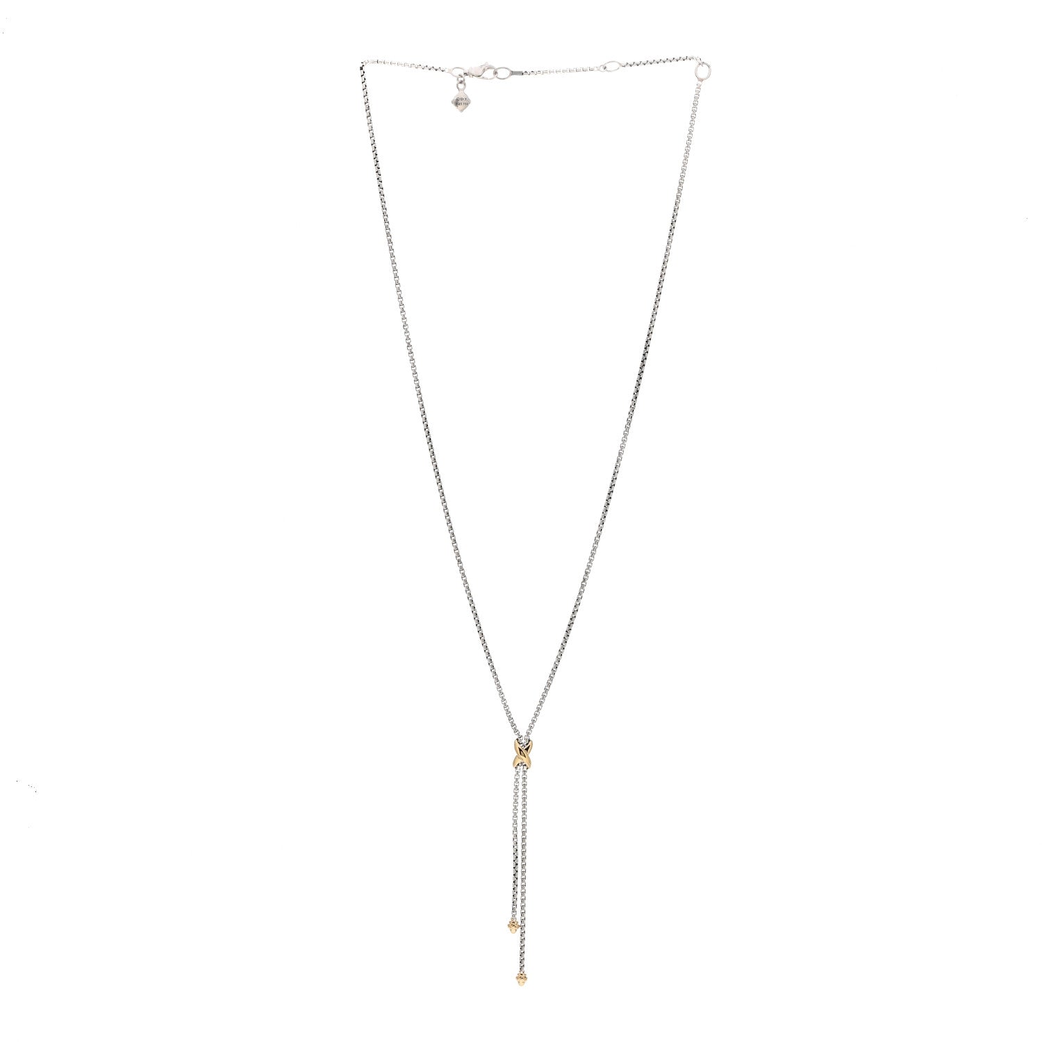 David Yurman Sterling Silver 18K Yellow Gold Petite X Lariat Necklace 3 of 4