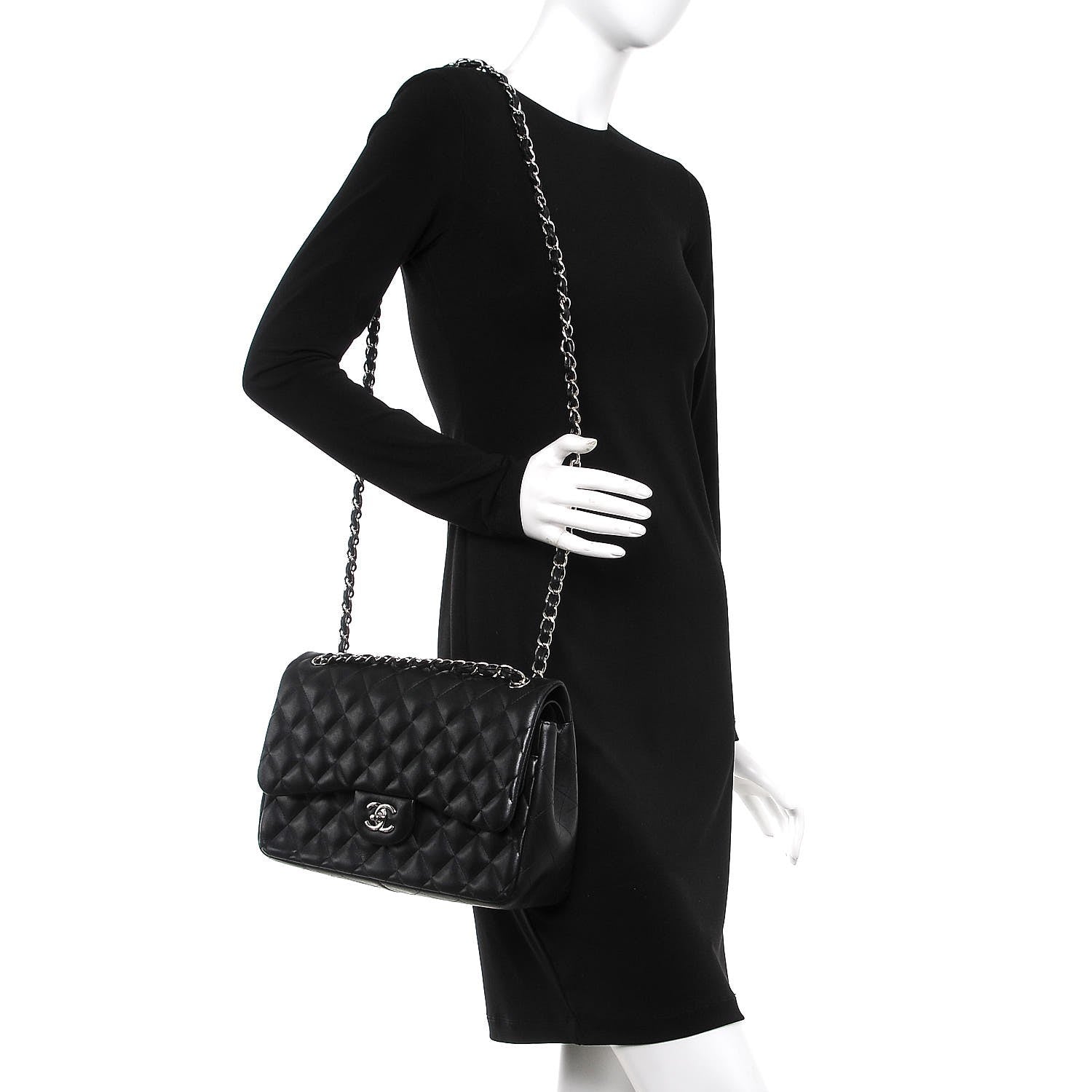Chanel Lambskin Quilted Jumbo Double Flap Black 3 of 9
