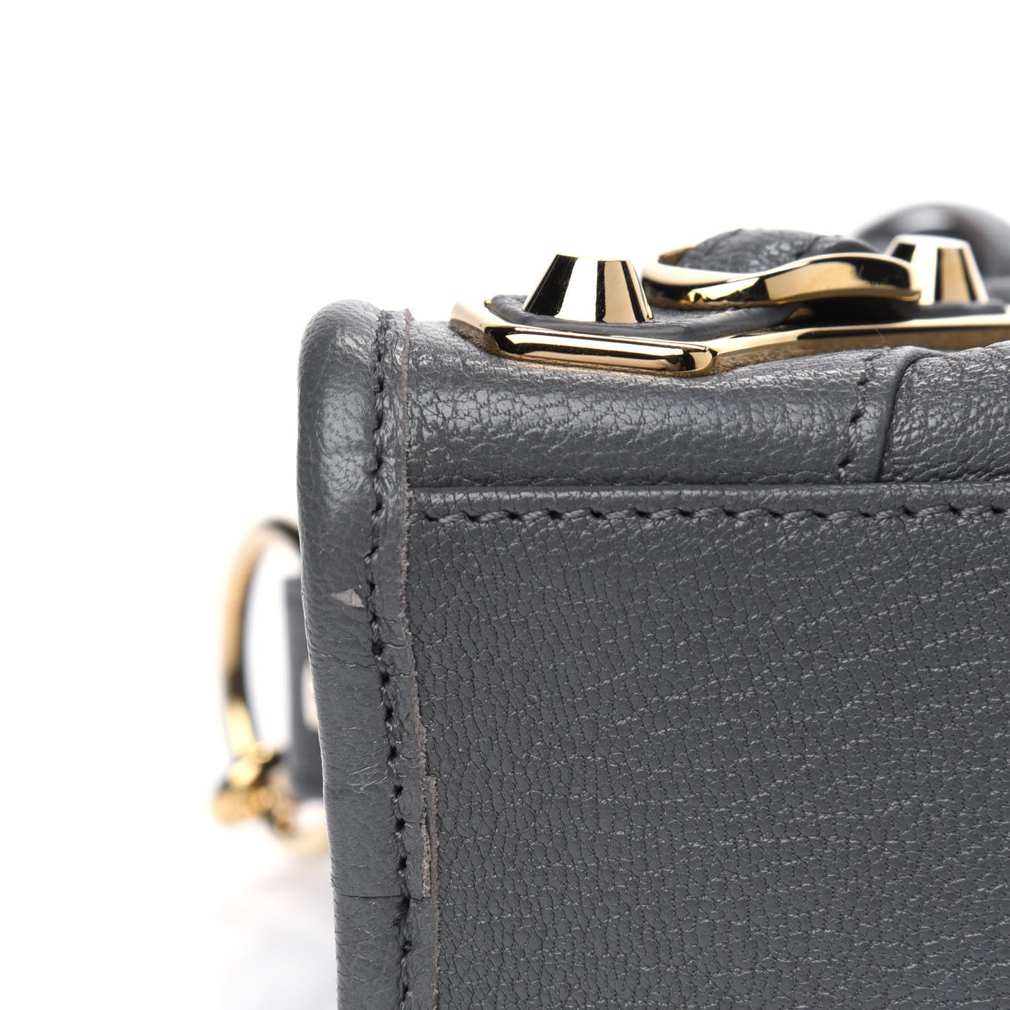 Chevre Gold Metallic Edge Hardware Mini City Gris Acier