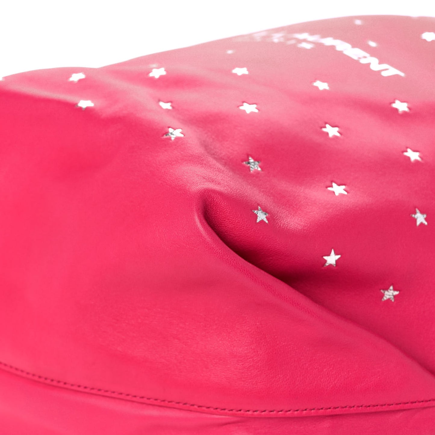 Lambskin Star Printed Teddy Drawstring Bag Fuchsia
