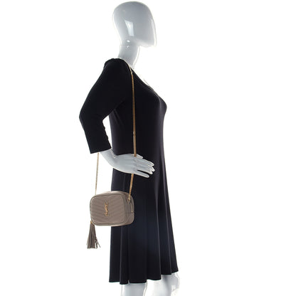 Saint Laurent Grain De Poudre Matelasse Monogram Mini Lou Camera Bag Dark Beige 3 of 10