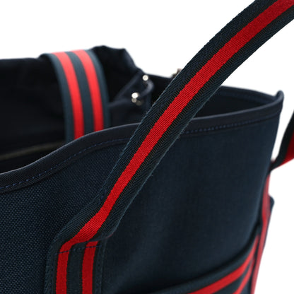 Hermes Toile Sac De Pansage Groom Bleu Marine Rouge 14 of 14