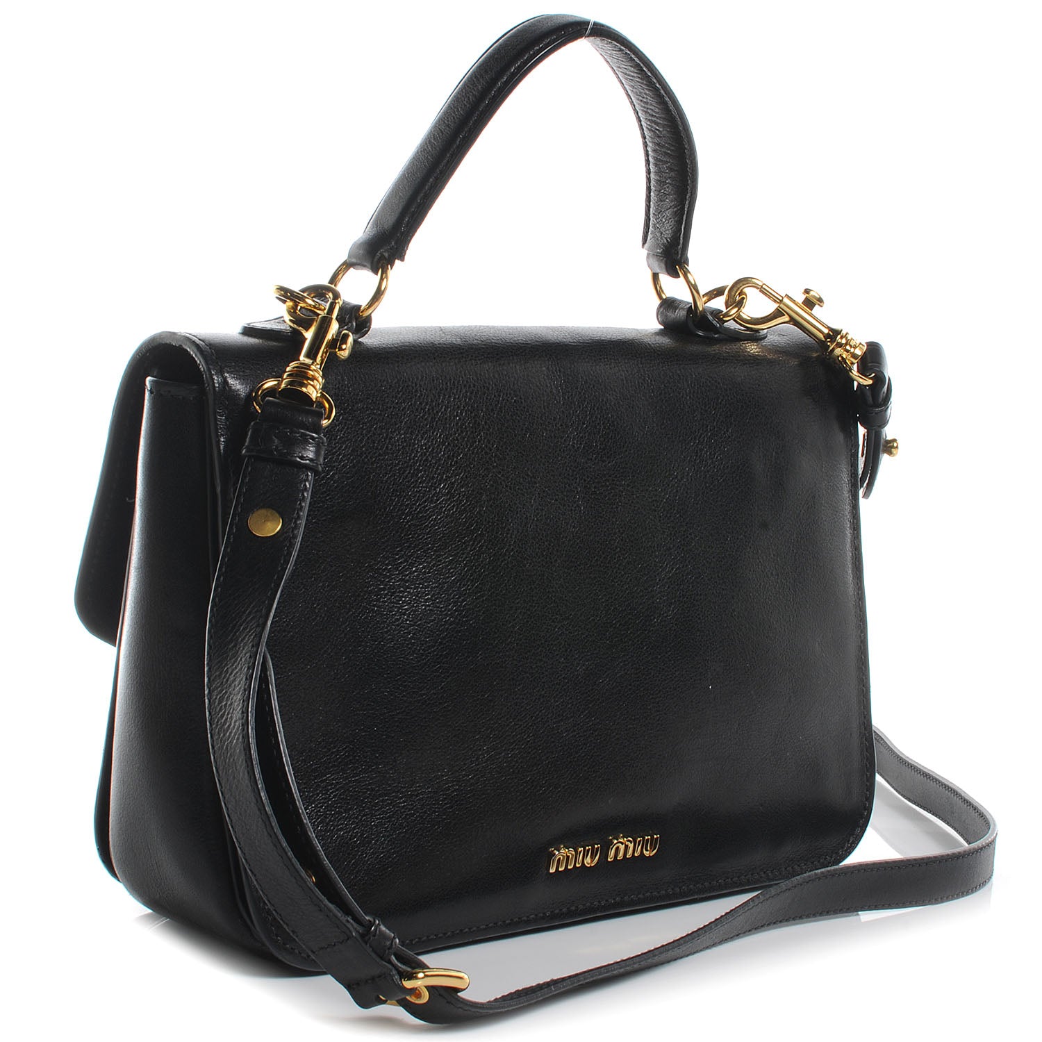 Miu Miu Leather Madras Shoulder Bag Nero Black 3 of 8