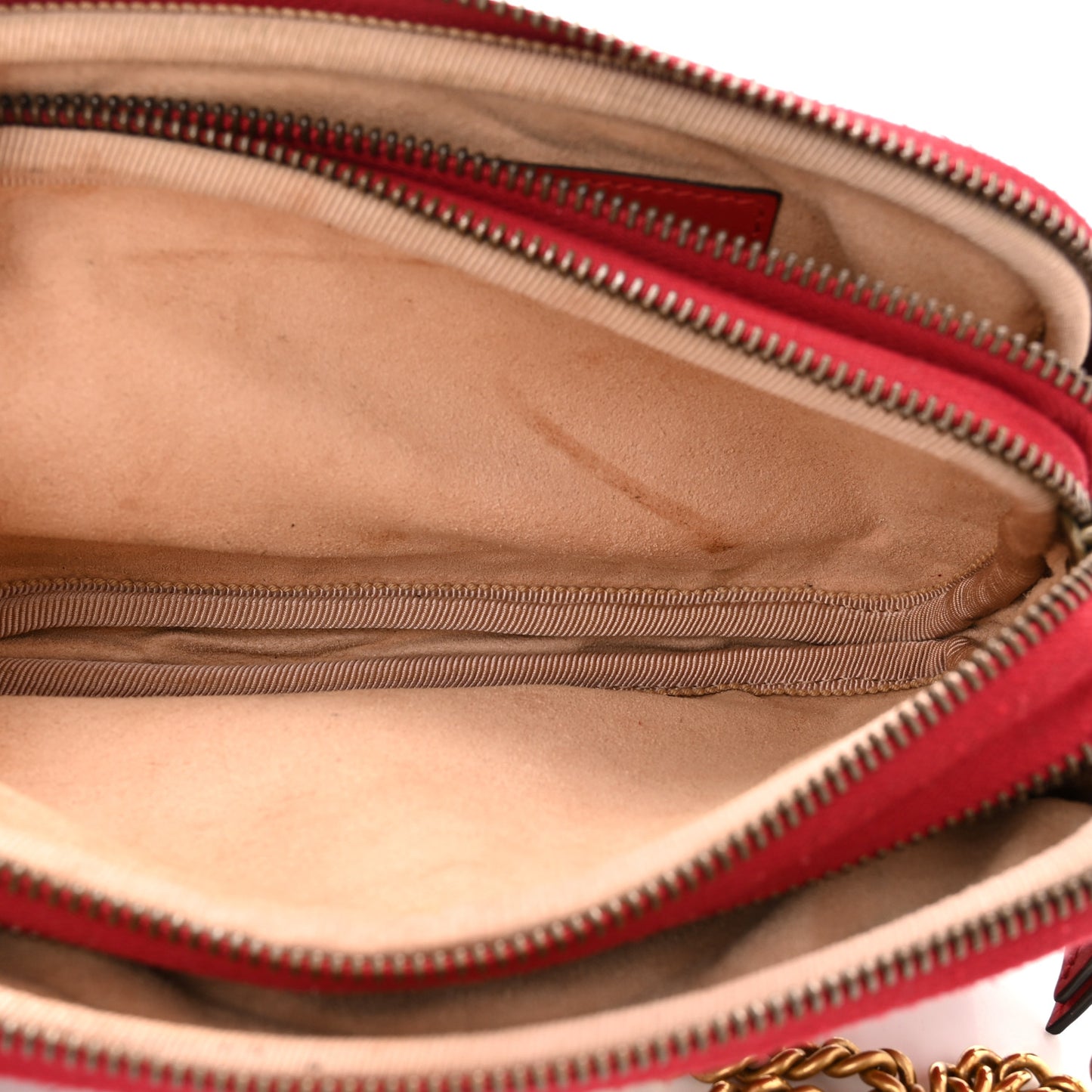 Calfskin Matelasse Mini GG Marmont Chain Crossbody Bag Hibiscus Red