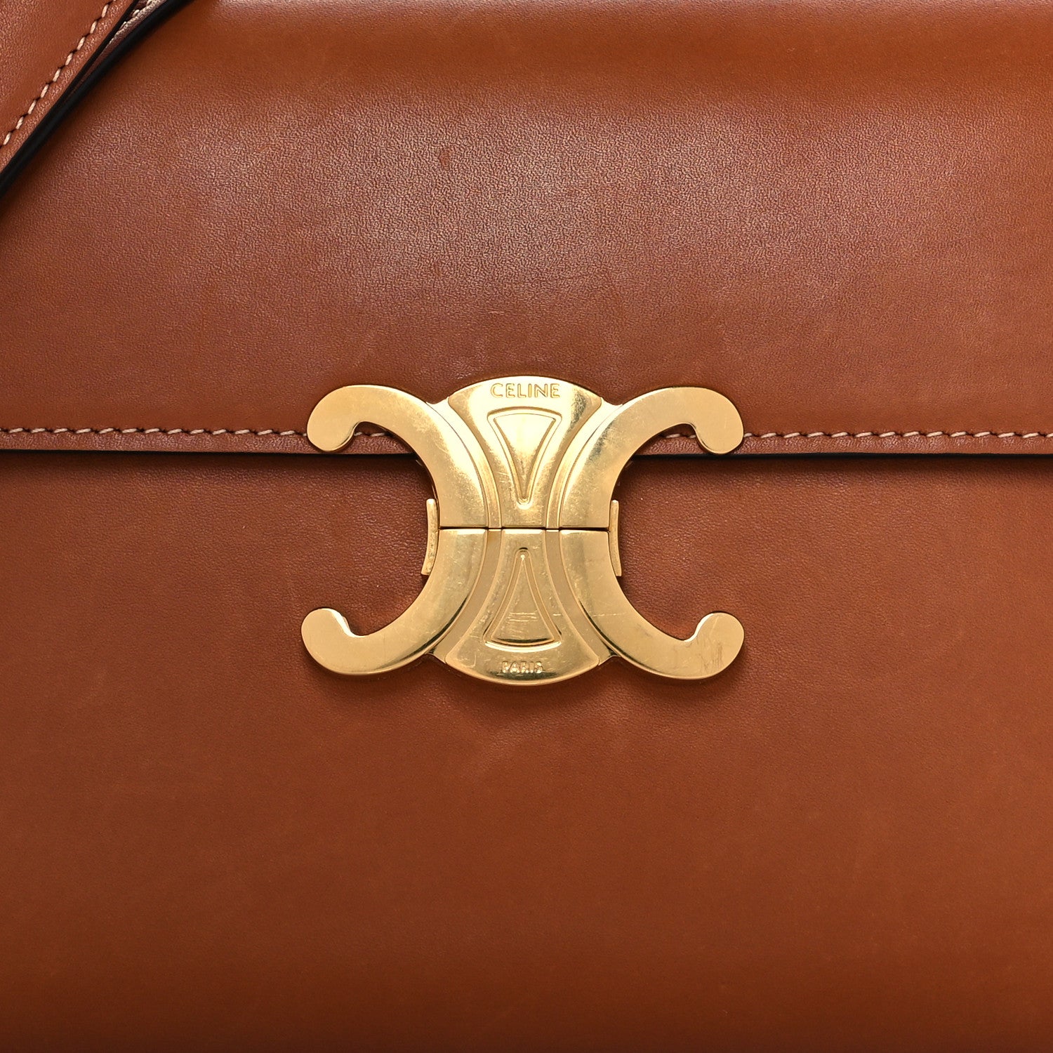 Celine Natural Calfskin Triomphe Strap Bag Tan 7 of 9